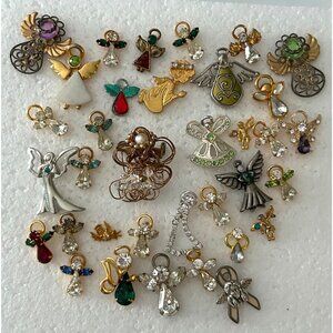 Religious Assorted Angel Lapel Pins Rhinestones Lot 35